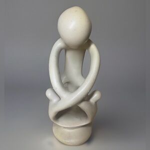 Hand Carved Kenya Soapstone Modern Sculpture African Art Family Of Three 8”